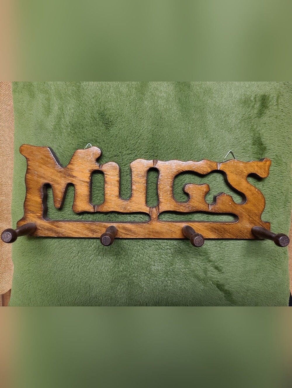 Wooden 'Mugs' Wall Hook Rack in Brown